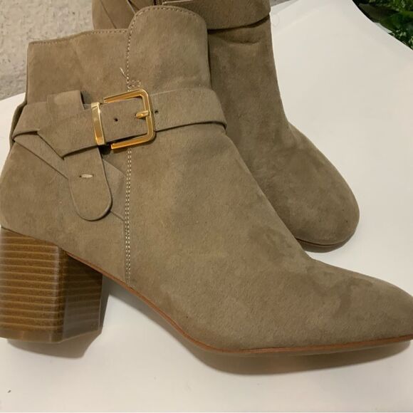 Kelly & Katie ankle boots buckle zip tan suede women size 8 - Picture 12 of 12
